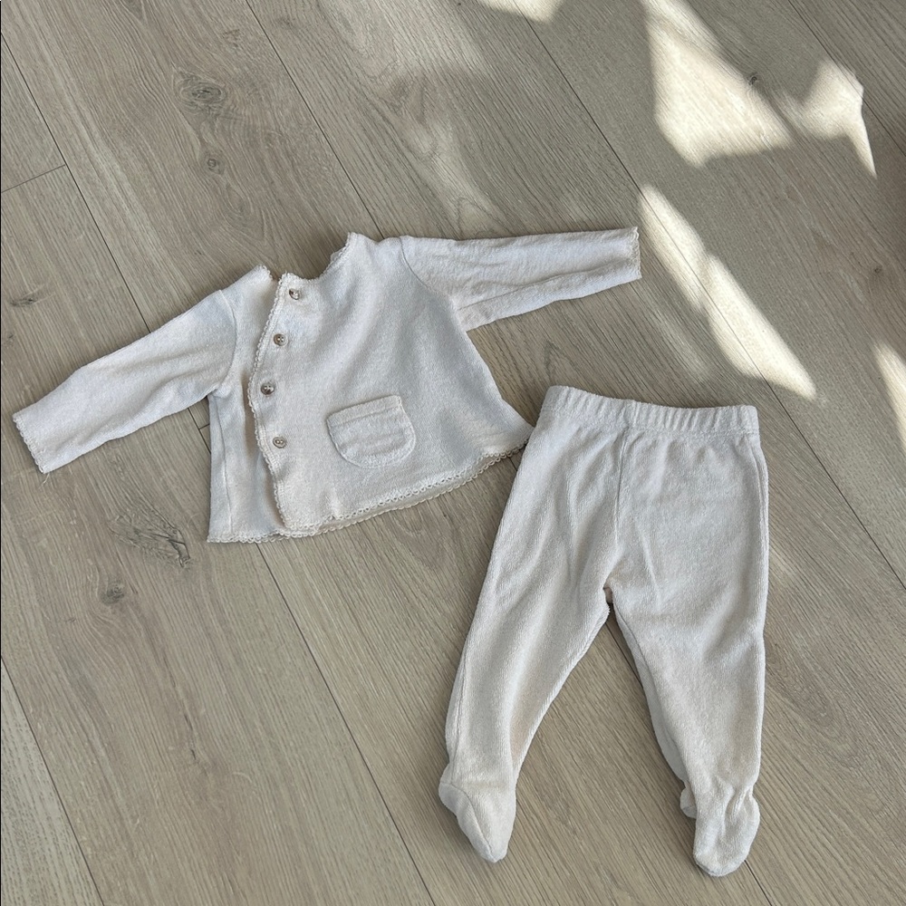 Zara Cream terry Baby Two-Piece Set 1-3 month